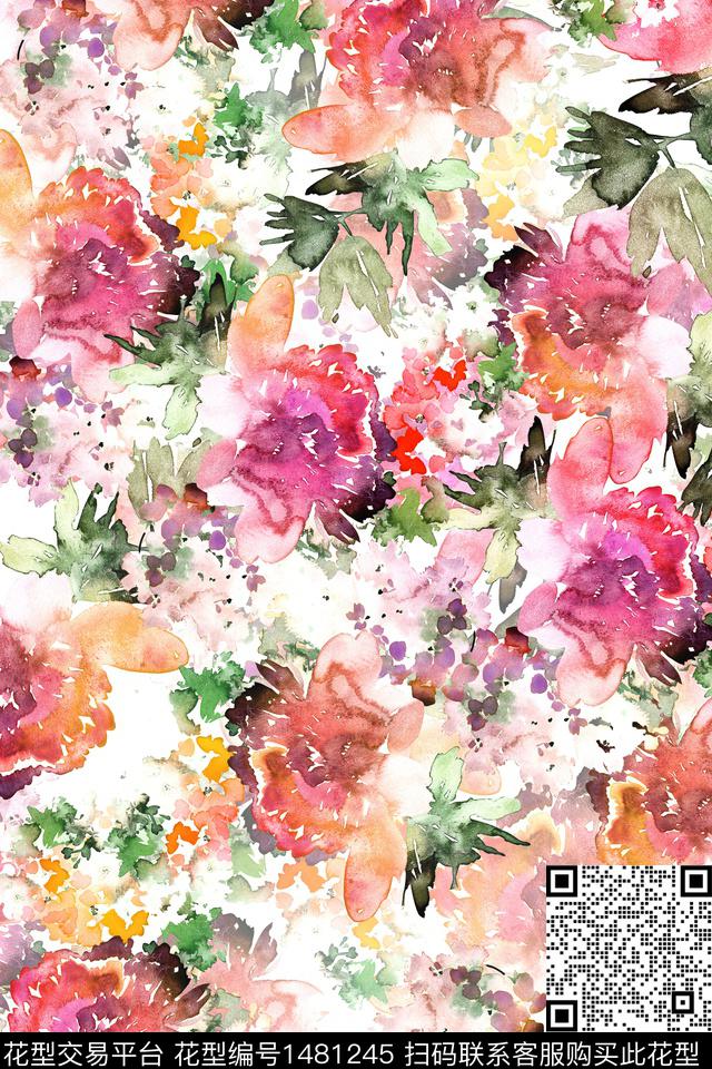 花卉真丝小碎花数码印花华亿平台下载（图片编号: 1481245） - 瓦栏（Walan）