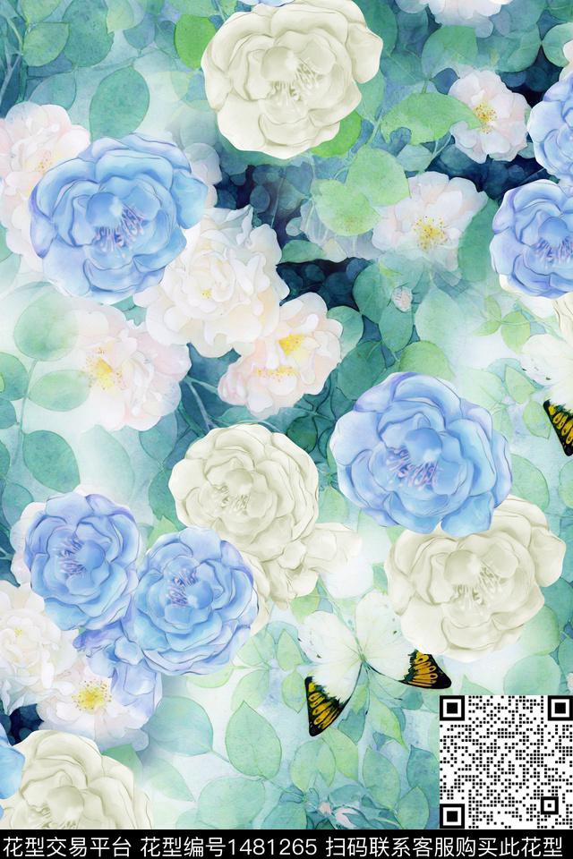 花卉大牌风香云纱数码印花华亿平台下载（图片编号: 1481265） - 瓦栏（Walan）