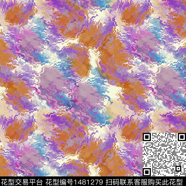 肌理抽象海浪纹数码印花华亿平台下载（图片编号: 1481279） - 瓦栏（Walan）