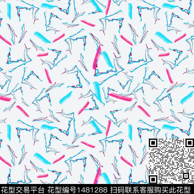 大牌风抽象手绘数码印花华亿平台下载（图片编号: 1481288） - 瓦栏（Walan）