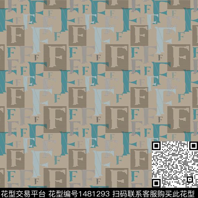 几何格子字母传统印花华亿平台下载（图片编号: 1481293） - 瓦栏（Walan）