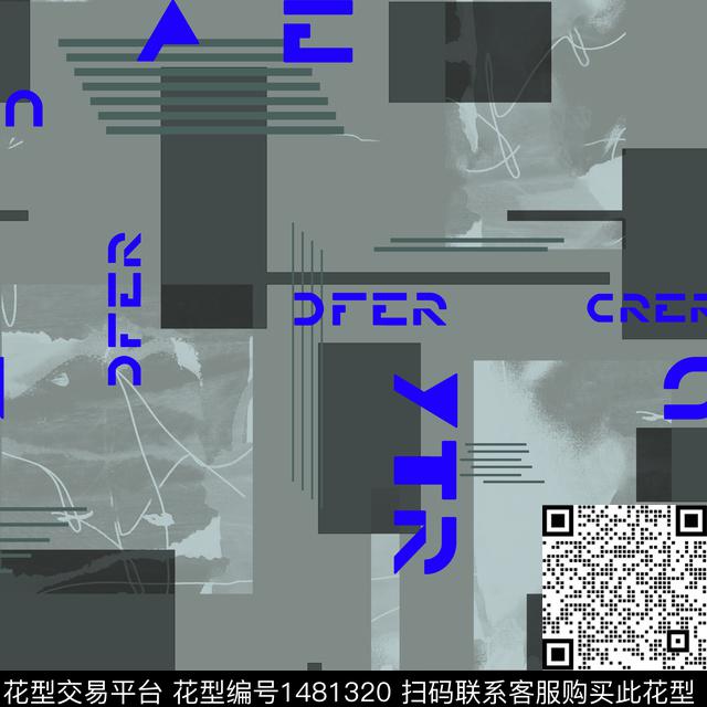 几何字母纸印花传统印花华亿平台下载（图片编号: 1481320） - 瓦栏（Walan）