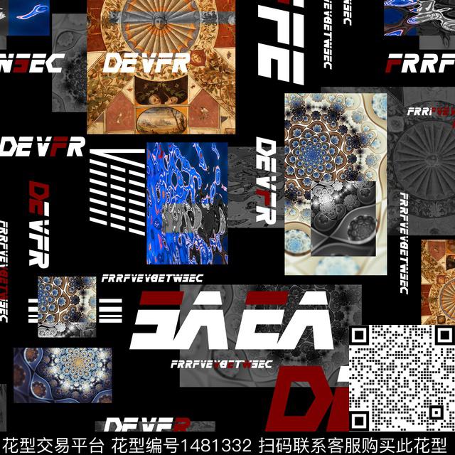 几何字母纸印花传统印花华亿平台下载（图片编号: 1481332） - 瓦栏（Walan）