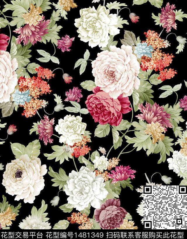 民族花卉民族风花卉传统印花华亿平台下载（图片编号: 1481349） - 瓦栏（Walan）