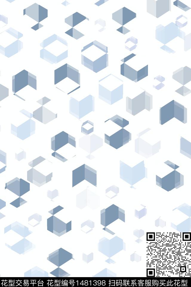 几何格子大牌风数码印花华亿平台下载（图片编号: 1481398） - 瓦栏（Walan）