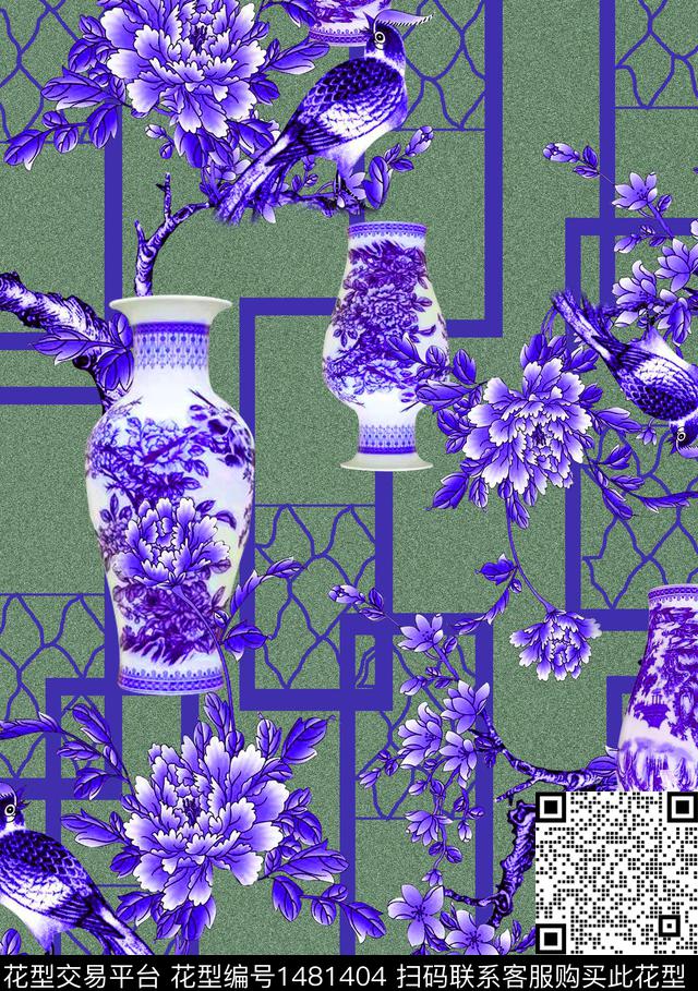 花瓶民族风花卉数码印花华亿平台下载（图片编号: 1481404） - 瓦栏（Walan）