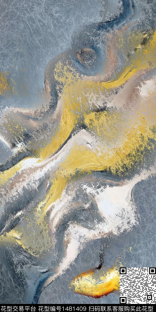 连衣裙抽象审数码印花华亿平台下载（图片编号: 1481409） - 瓦栏（Walan）