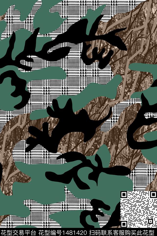 男装几何格子数码印花华亿平台下载（图片编号: 1481420） - 瓦栏（Walan）