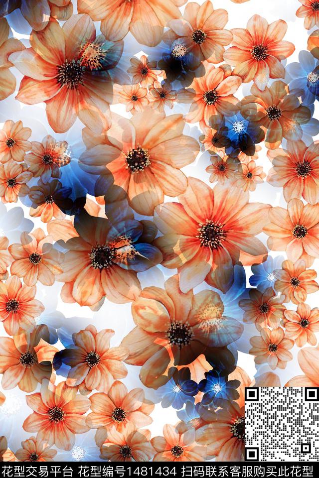 绿植树叶炫彩大牌风数码印花华亿平台下载（图片编号: 1481434） - 瓦栏（Walan）