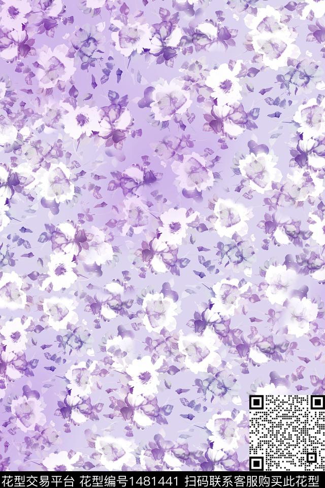 连衣裙花卉审数码印花华亿平台下载（图片编号: 1481441） - 瓦栏（Walan）