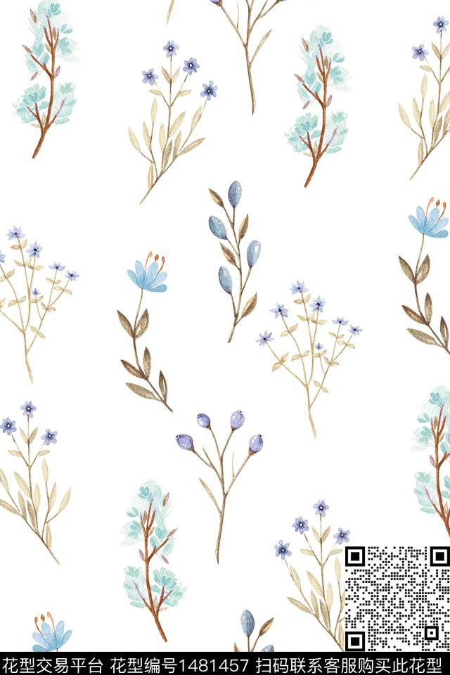 清爽底花卉花卉小清新数码印花华亿平台下载（图片编号: 1481457） - 瓦栏（Walan）