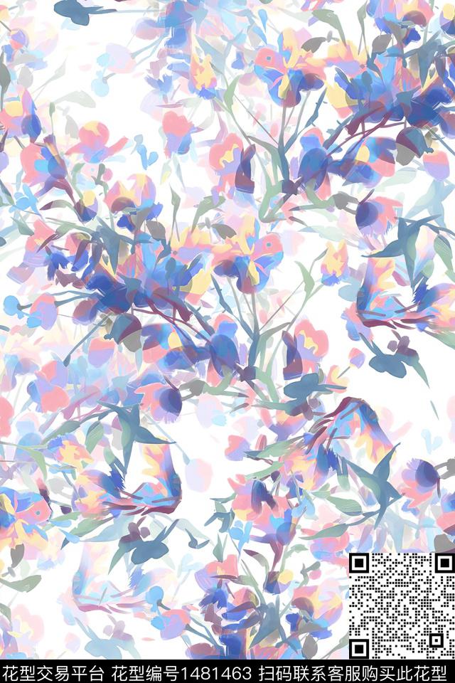 肌理花卉小清新数码印花华亿平台下载（图片编号: 1481463） - 瓦栏（Walan）