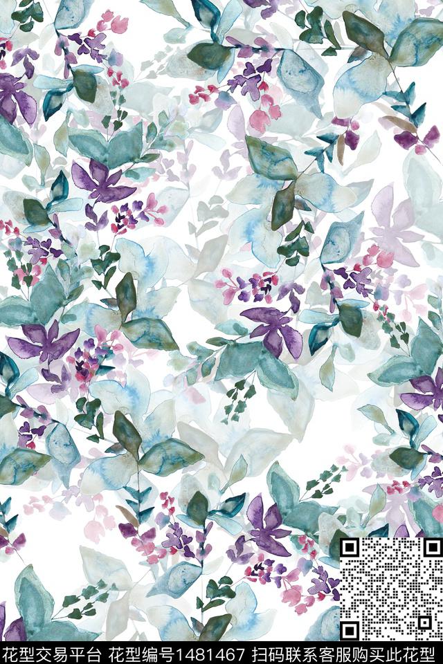 花卉小清新真丝数码印花华亿平台下载（图片编号: 1481467） - 瓦栏（Walan）