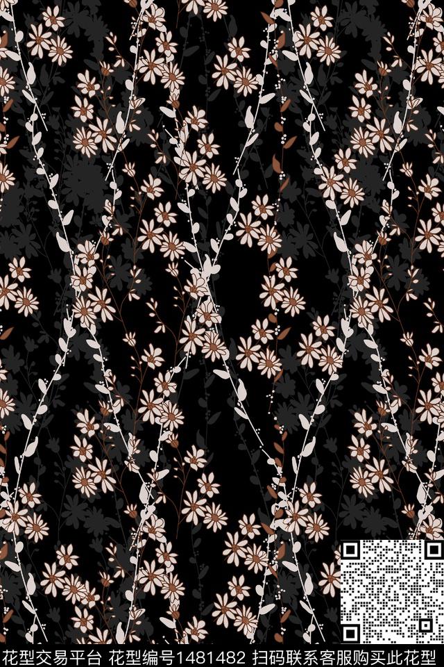 花卉真丝小碎花数码印花华亿平台下载（图片编号: 1481482） - 瓦栏（Walan）