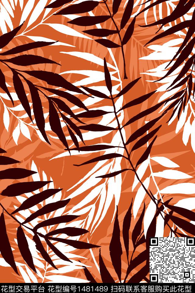 年轻女性绿植树叶传统华亿平台传统印花华亿平台下载（图片编号: 1481489） - 瓦栏（Walan）