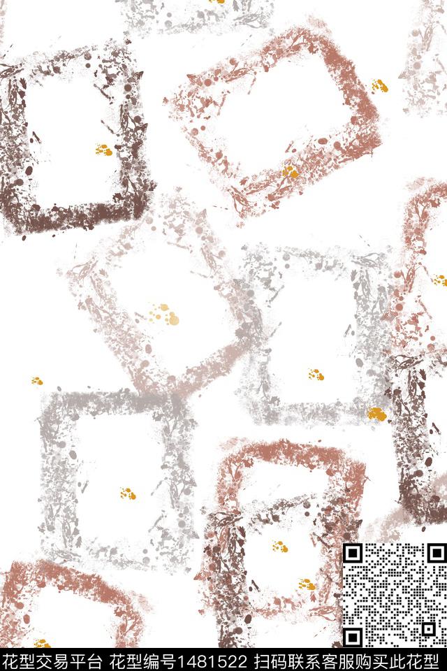 涂鸦菱形清爽数码印花华亿平台下载（图片编号: 1481522） - 瓦栏（Walan）