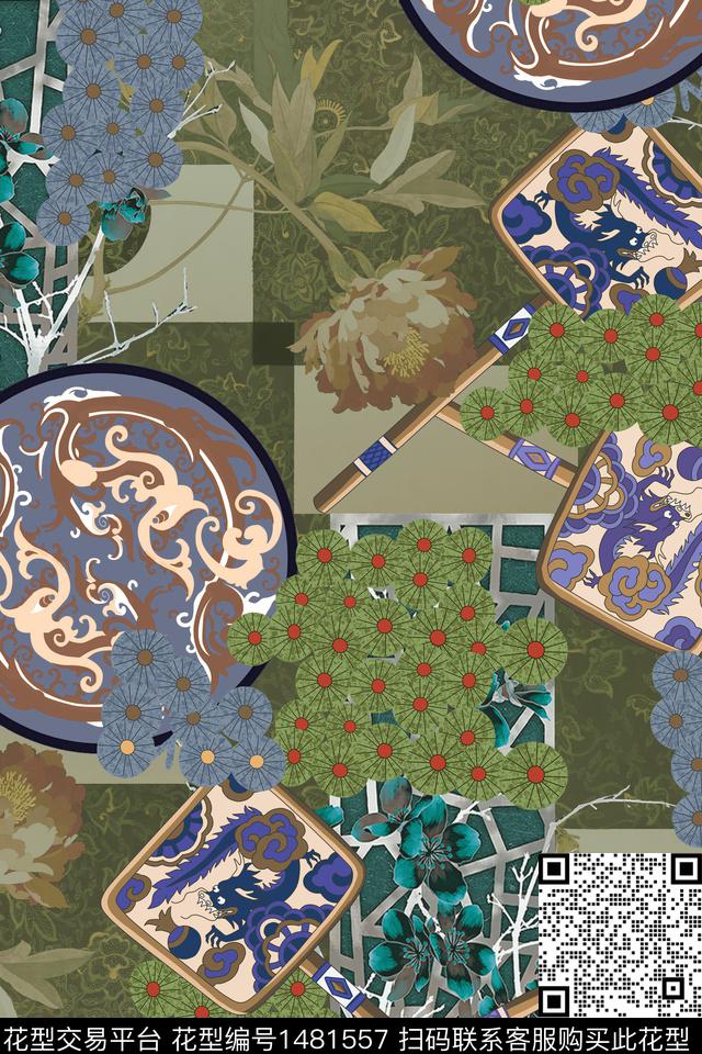 中国风香云纱真丝旗袍华亿平台数码印花华亿平台下载（图片编号: 1481557） - 瓦栏（Walan）