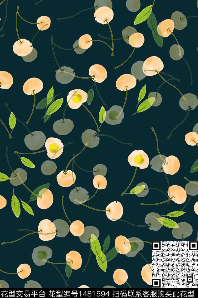 绿植树叶水彩大牌风数码印花华亿平台下载（图片编号: 1481594） - 瓦栏（Walan）