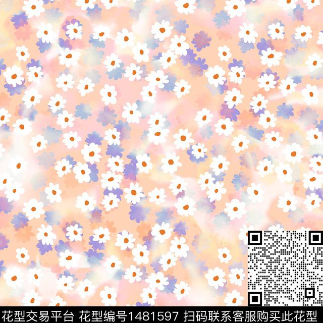 炫彩绿植树叶水彩数码印花华亿平台下载（图片编号: 1481597） - 瓦栏（Walan）