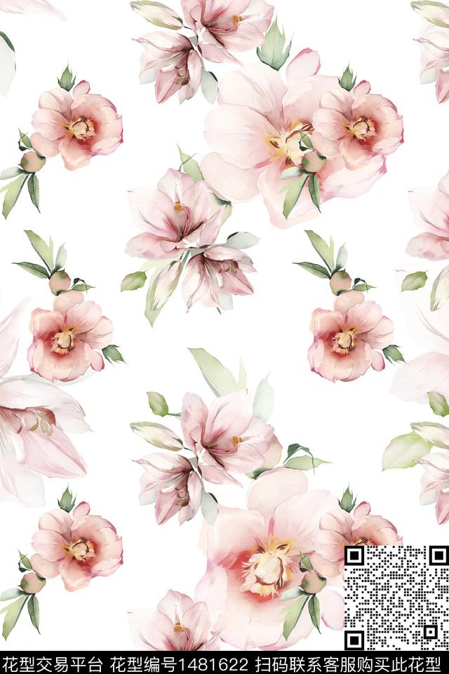 清爽底花卉花卉小清新数码印花华亿平台下载（图片编号: 1481622） - 瓦栏（Walan）