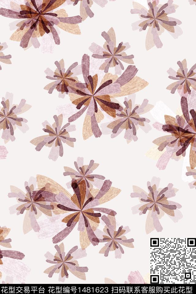 清爽底花卉花卉小清新数码印花华亿平台下载（图片编号: 1481623） - 瓦栏（Walan）