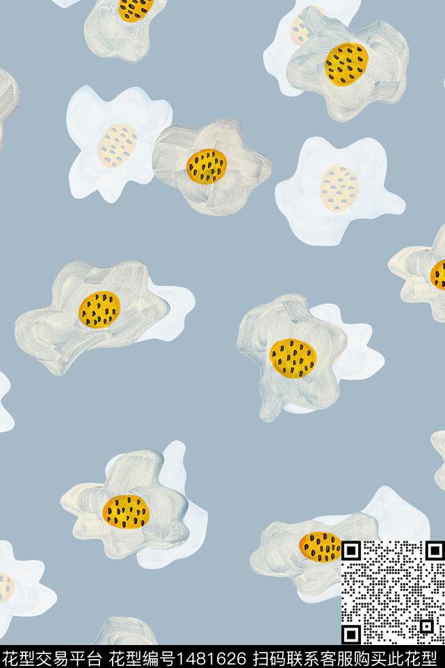 清爽底花卉花卉小清新数码印花华亿平台下载（图片编号: 1481626） - 瓦栏（Walan）