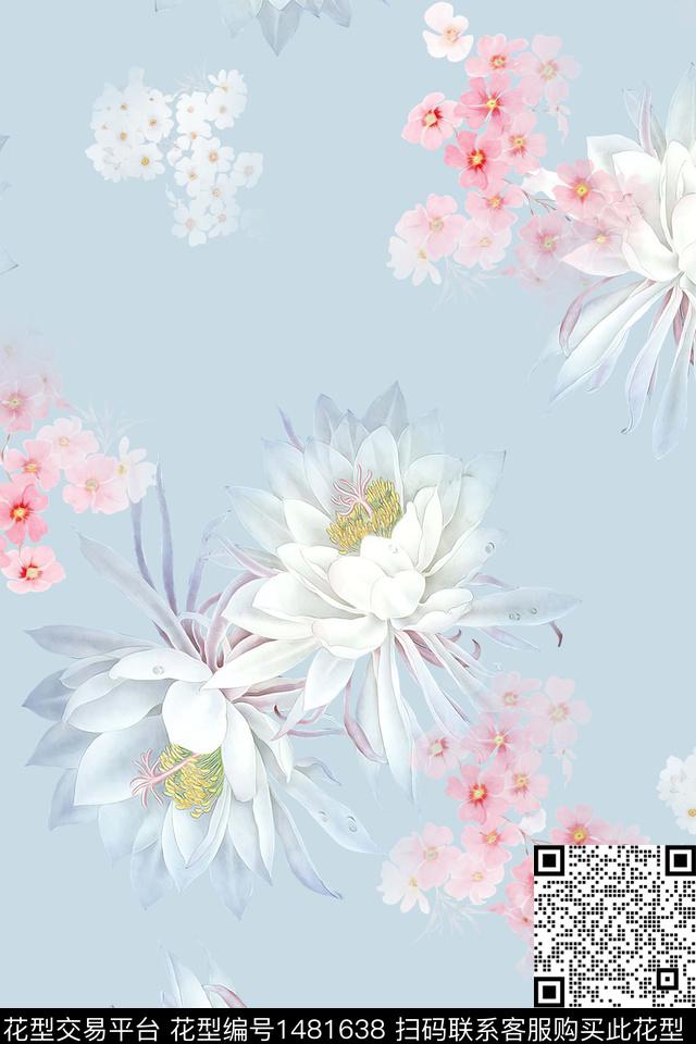 清爽底花卉花卉小清新数码印花华亿平台下载（图片编号: 1481638） - 瓦栏（Walan）