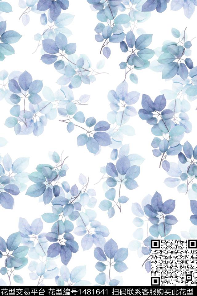 绿植树叶花卉大牌风数码印花华亿平台下载（图片编号: 1481641） - 瓦栏（Walan）