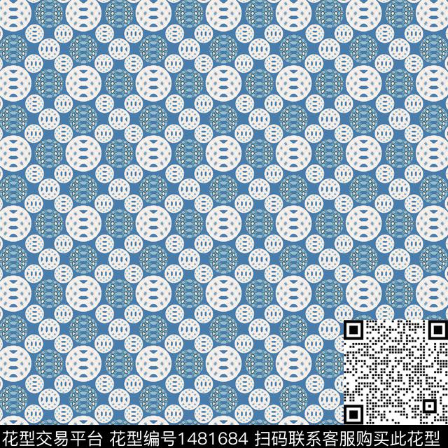 几何大牌风圆圈与波点传统印花华亿平台下载（图片编号: 1481684） - 瓦栏（Walan）