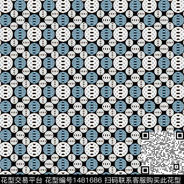 几何大牌风圆圈与波点传统印花华亿平台下载（图片编号: 1481686） - 瓦栏（Walan）
