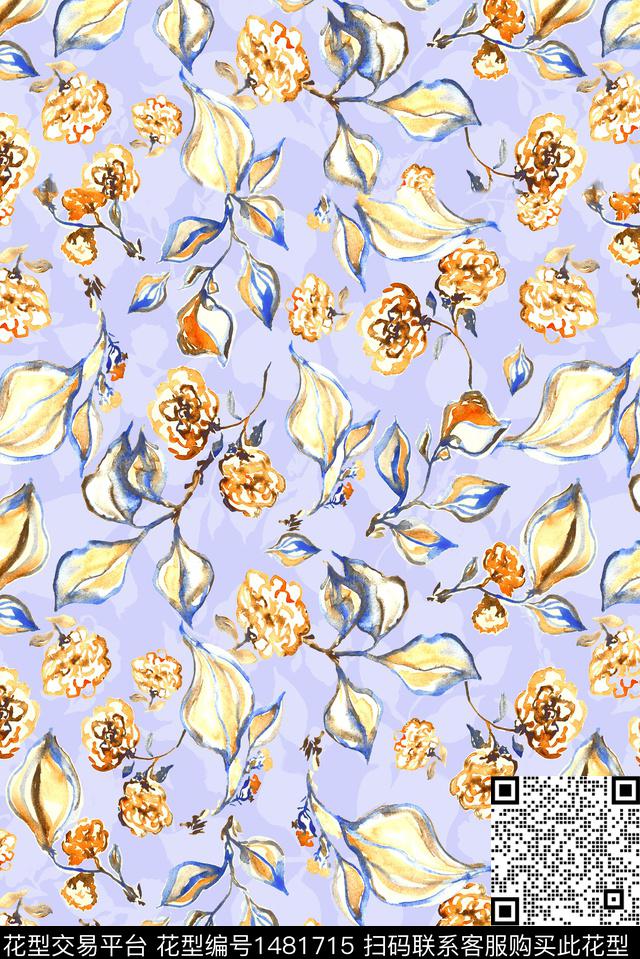 民族风花卉大牌风数码印花华亿平台下载（图片编号: 1481715） - 瓦栏（Walan）