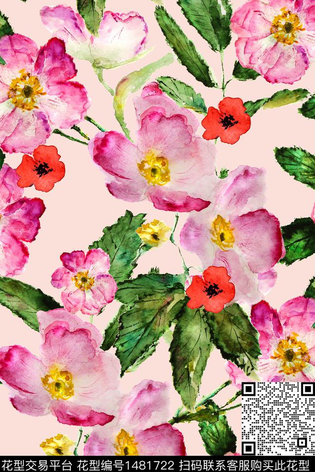 连衣裙绿植树叶小清新数码印花华亿平台下载（图片编号: 1481722） - 瓦栏（Walan）