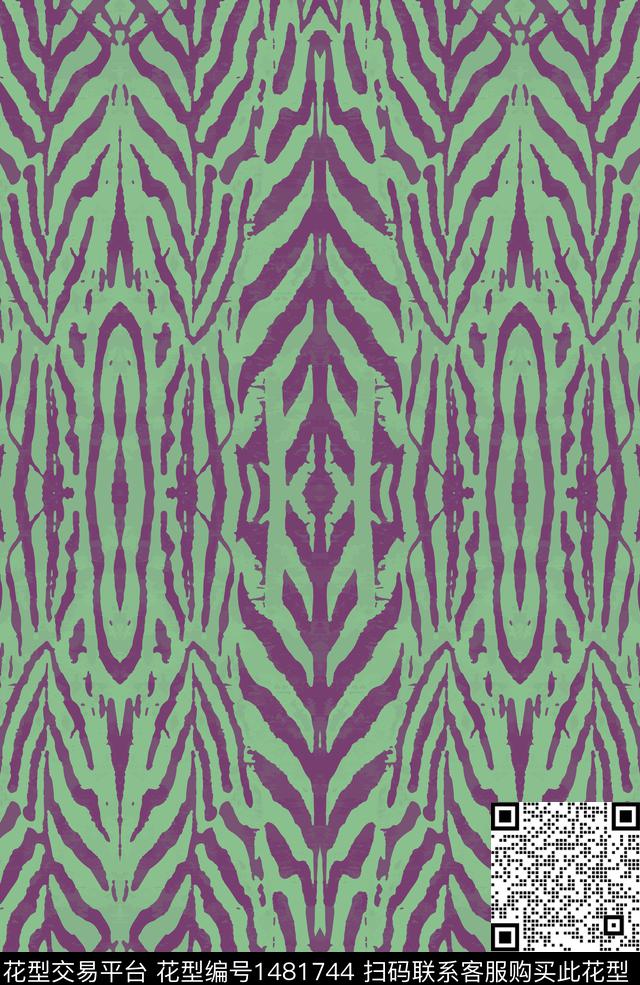 黑白华亿平台民族风花卉数码印花华亿平台下载（图片编号: 1481744） - 瓦栏（Walan）