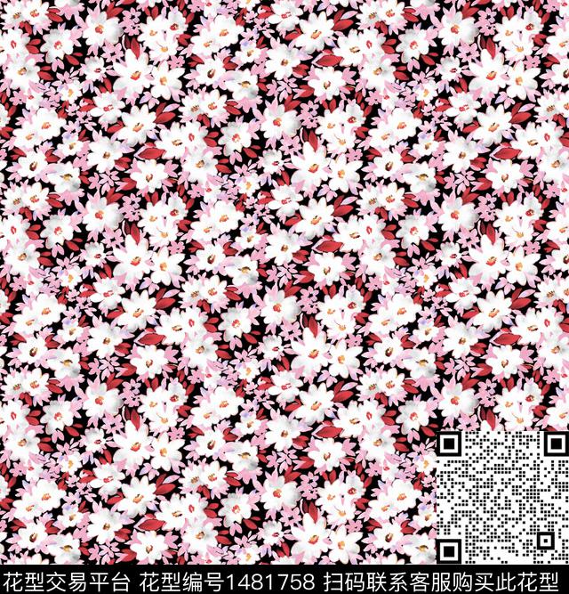 小碎花手绘花卉水彩花卉数码印花华亿平台下载（图片编号: 1481758） - 瓦栏（Walan）