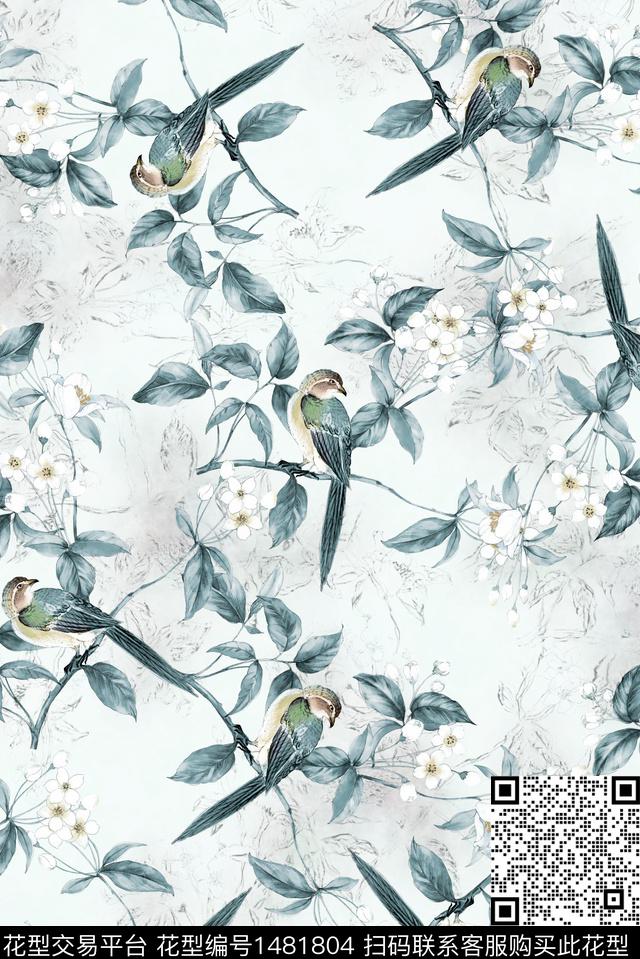 彩底花卉文艺中国风数码印花华亿平台下载（图片编号: 1481804） - 瓦栏（Walan）