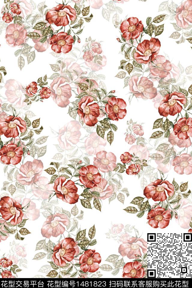 水彩绿植树叶大牌风数码印花华亿平台下载（图片编号: 1481823） - 瓦栏（Walan）