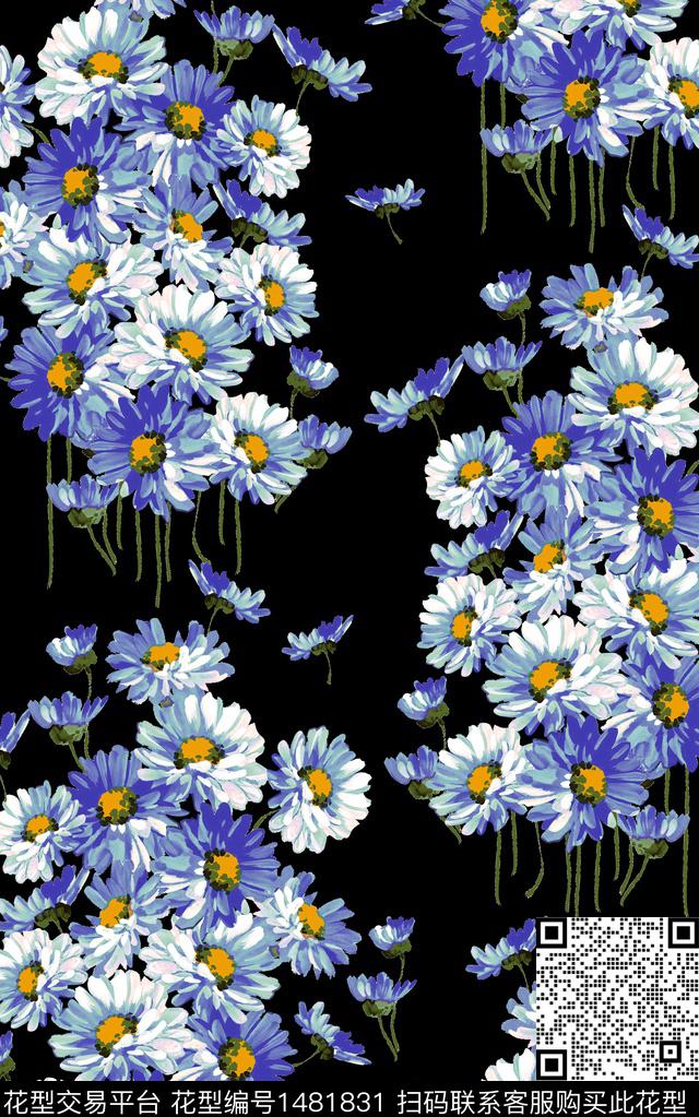 水彩花卉手绘花卉满版散花数码印花华亿平台下载（图片编号: 1481831） - 瓦栏（Walan）