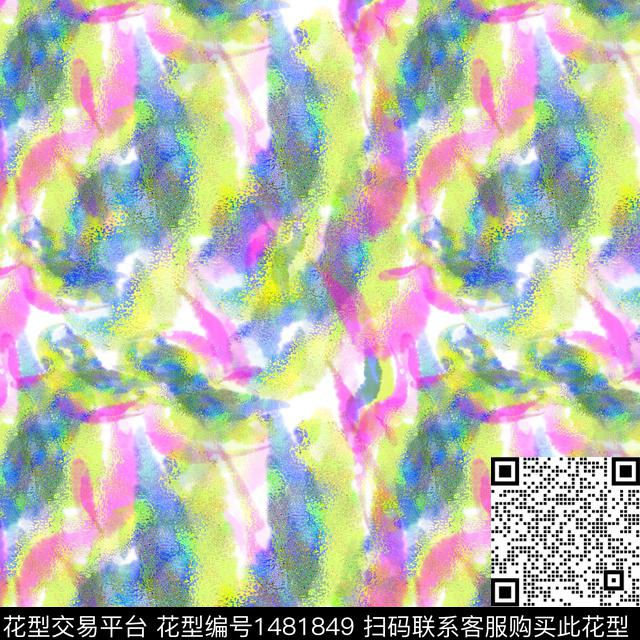 肌理波浪纹霓虹数码印花华亿平台下载（图片编号: 1481849） - 瓦栏（Walan）