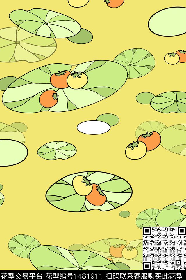 圆形花卉小清新数码印花华亿平台下载（图片编号: 1481911） - 瓦栏（Walan）