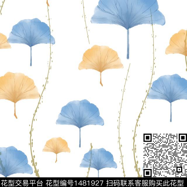 线条花卉大牌风数码印花华亿平台下载（图片编号: 1481927） - 瓦栏（Walan）