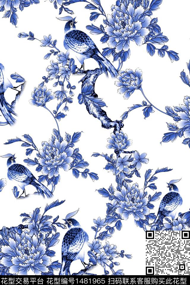 鸟民族风花卉数码印花华亿平台下载（图片编号: 1481965） - 瓦栏（Walan）