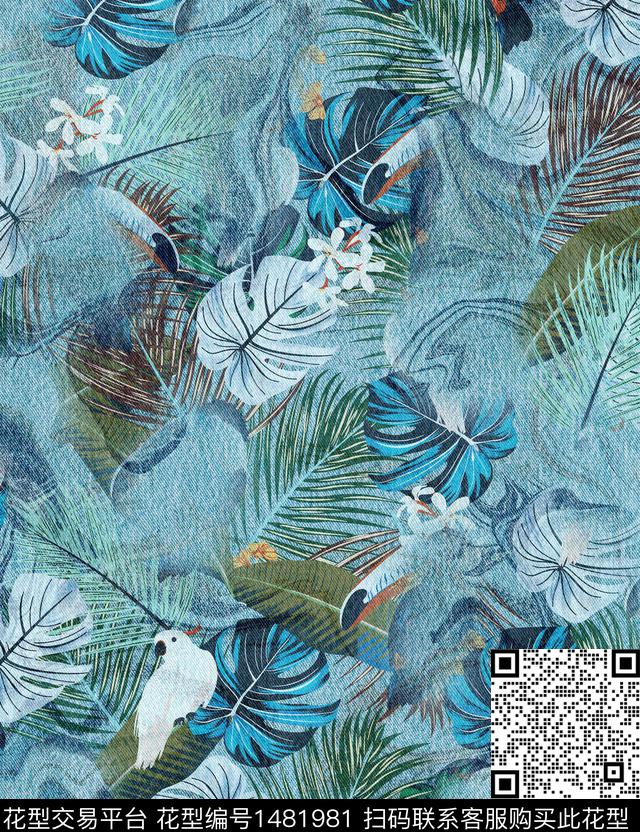 老虎民族风花卉数码印花华亿平台下载（图片编号: 1481981） - 瓦栏（Walan）