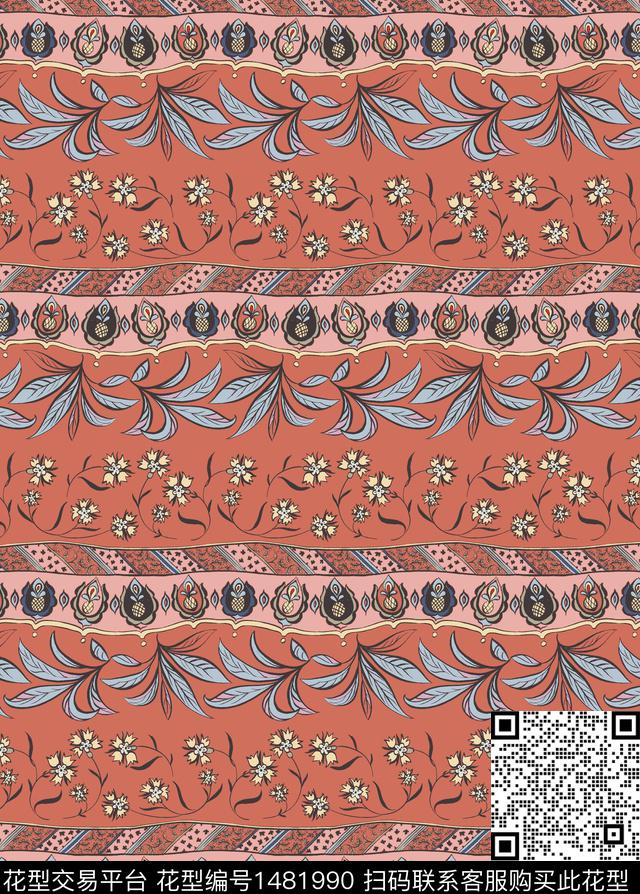 民族风佩斯利春夏华亿平台数码印花华亿平台下载（图片编号: 1481990） - 瓦栏（Walan）