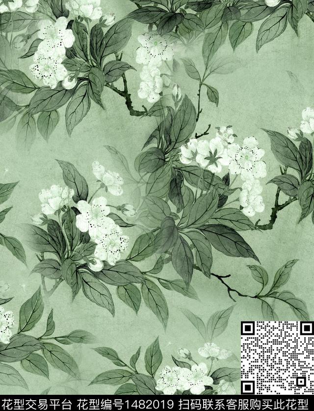 女装梨花花卉数码印花华亿平台下载（图片编号: 1482019） - 瓦栏（Walan）