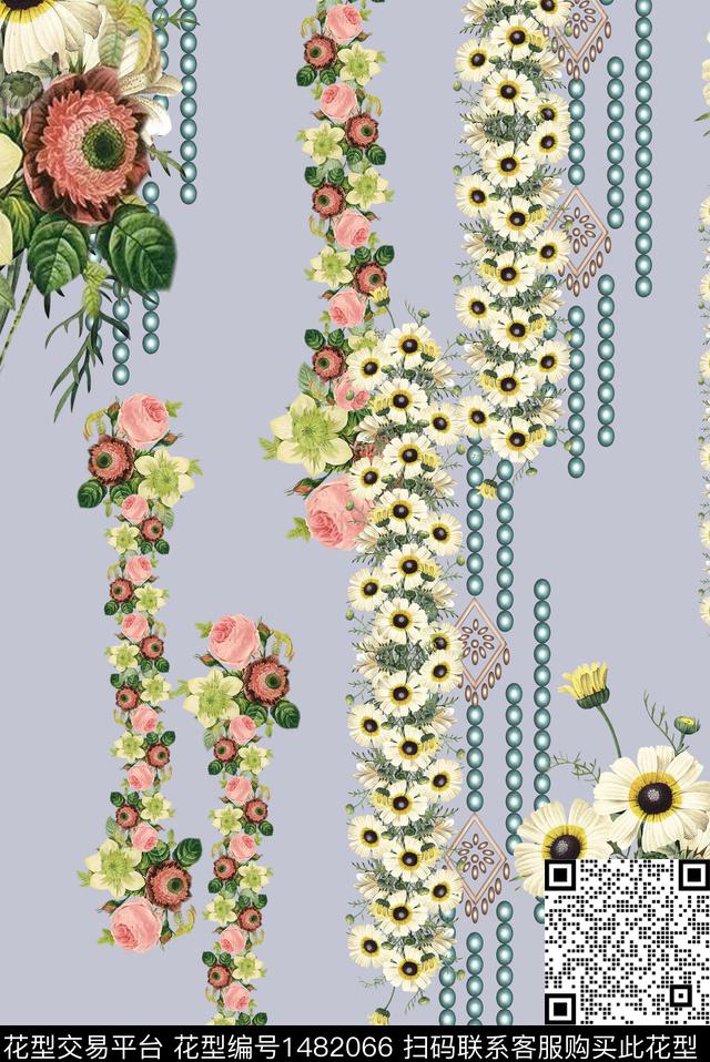 花卉珠子小野菊数码印花华亿平台下载（图片编号: 1482066） - 瓦栏（Walan）