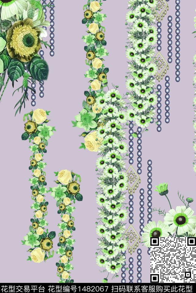 花卉珠子小野菊数码印花华亿平台下载（图片编号: 1482067） - 瓦栏（Walan）