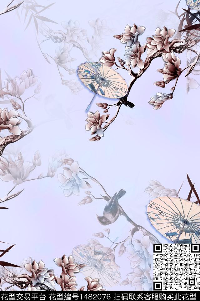 花卉中国风牡丹数码印花华亿平台下载（图片编号: 1482076） - 瓦栏（Walan）