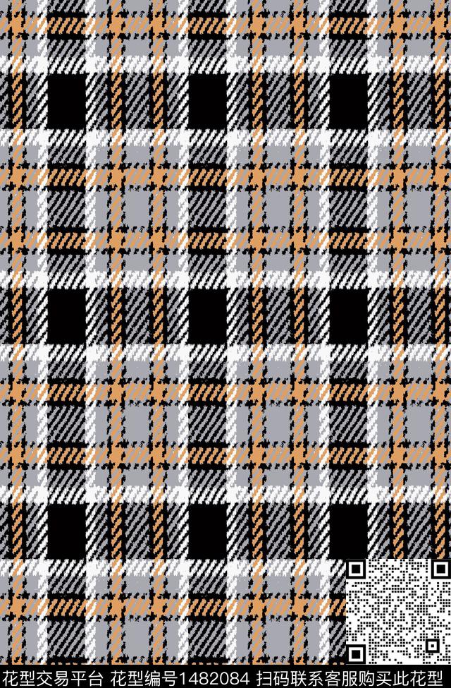 几何格子花卉传统印花华亿平台下载（图片编号: 1482084） - 瓦栏（Walan）