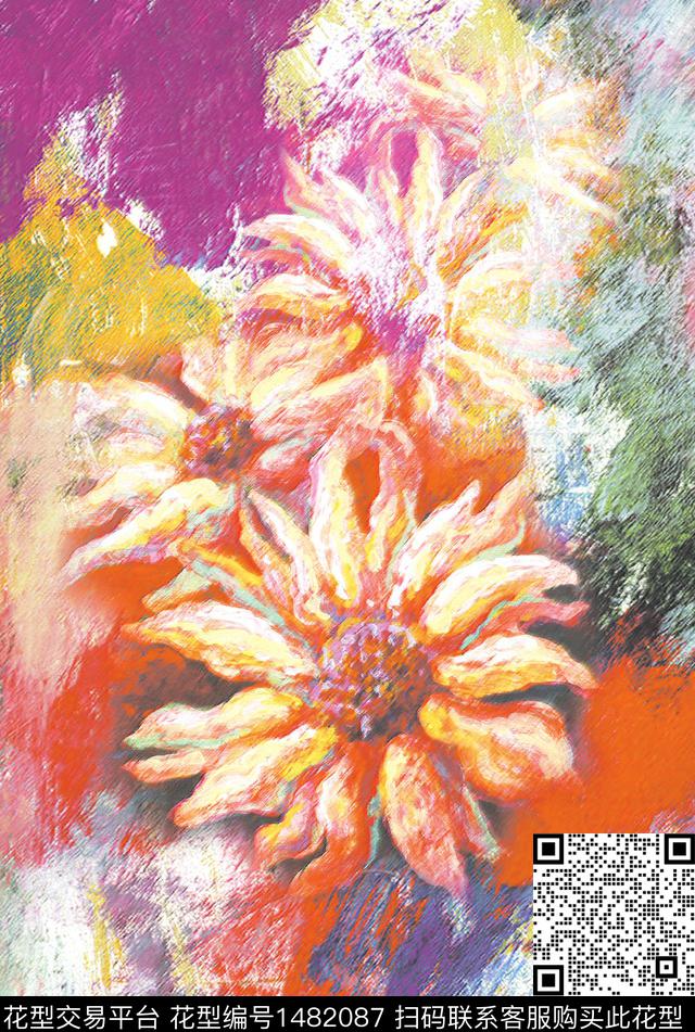 定位花时尚民族风数码印花华亿平台下载（图片编号: 1482087） - 瓦栏（Walan）