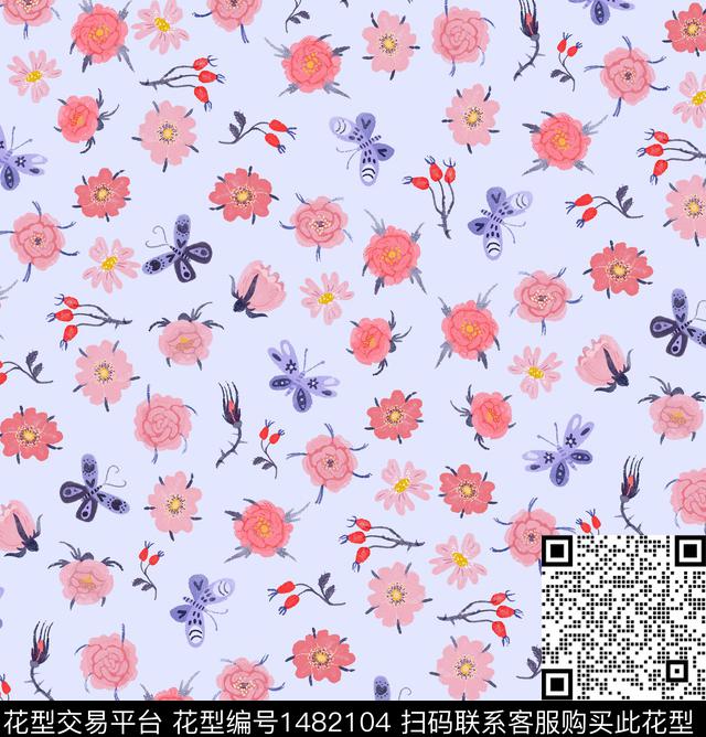 年轻女性小碎花水彩花卉数码印花华亿平台下载（图片编号: 1482104） - 瓦栏（Walan）